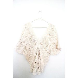 Old Navy Creamy White V-Neck Crochet Sweater M